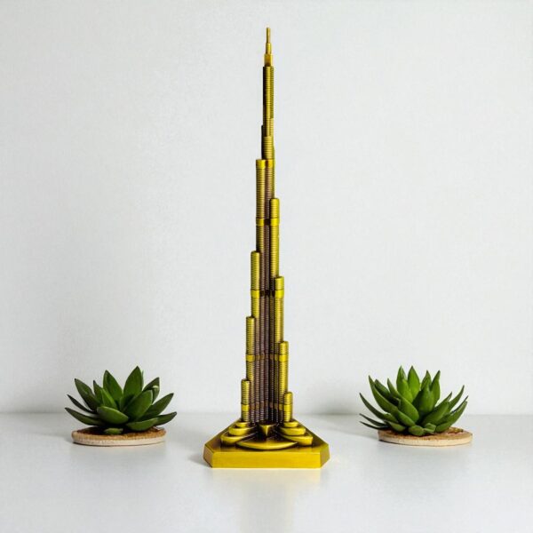 Burj Khalifa Metal Souvenir Showpiece – Golden Finish 10 Inches